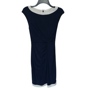 Lauren Ralph Lauren Size‎ 6P Blue Cap Sleeve Dress With Ruched Waist Slimming